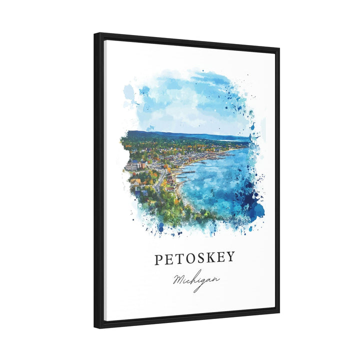 Petoskey MI Wall Art, Petoskey Print, Petoskey Michigan Watercolor Art, Emmet County Gift,