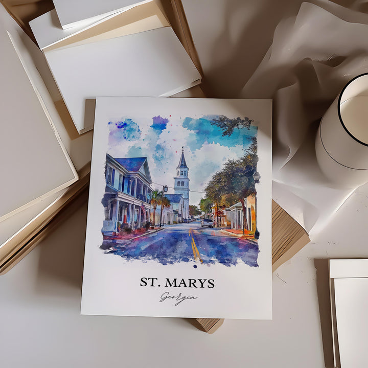 St Marys, Georgia, USA – Watercolor Art Print