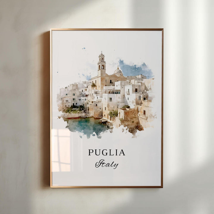 Puglia Italy wall art - Italia, Puglia poster, Puglia Wedding gift, Puglia Italy Birthday present, Custom Text, Personalised Gift