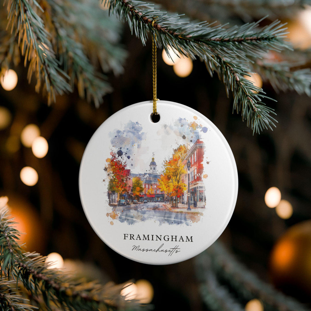 Framingham MA Ornament: Unique Framingham Souvenir, Framingham Xmas Decor, and Authentic Framingham MA Gift