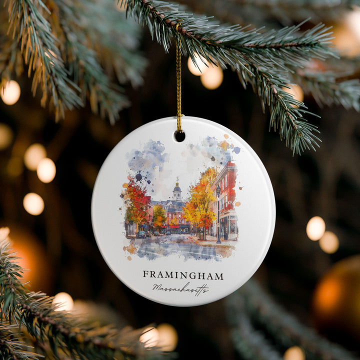 Framingham MA Ornament: Unique Framingham Souvenir, Framingham Xmas Decor, and Authentic Framingham MA Gift