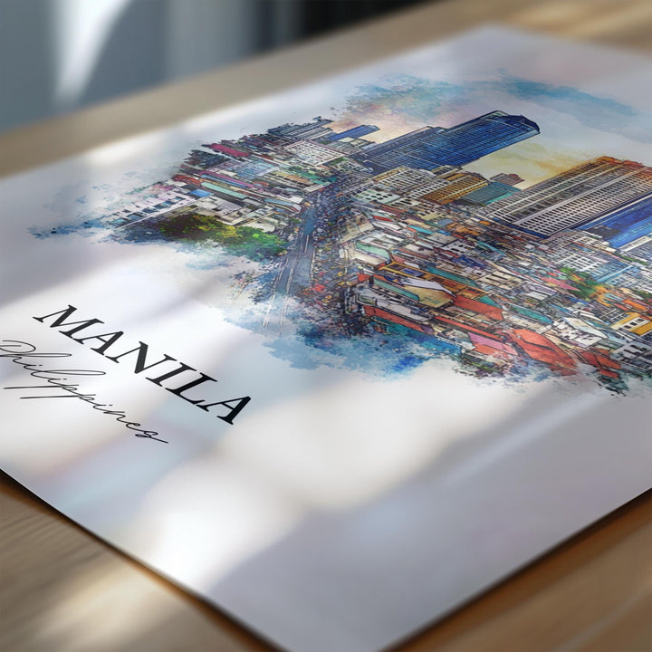 Manila Wall Art, Manila Print, Philippines Watercolor Art, Manila Philippines Gift, Travel Print, Travel Poster, Housewarming Gift