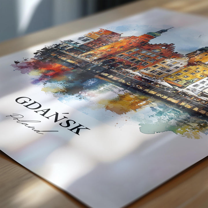 Gdansk Wall Art, Gdansk Print, Poland Watercolor Art, Gdansk Gift, Travel Print, Travel Poster, Housewarming Gift