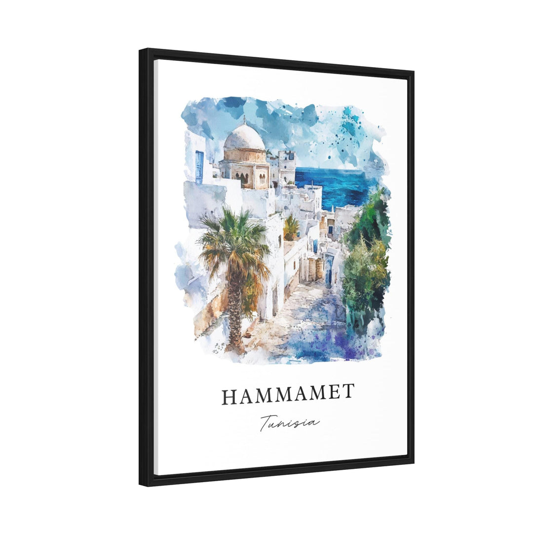 Hammamet Wall Art, Hammamet Print, Cape Bon Tunisia Watercolor Art, Nabeul Tunisia Gift,