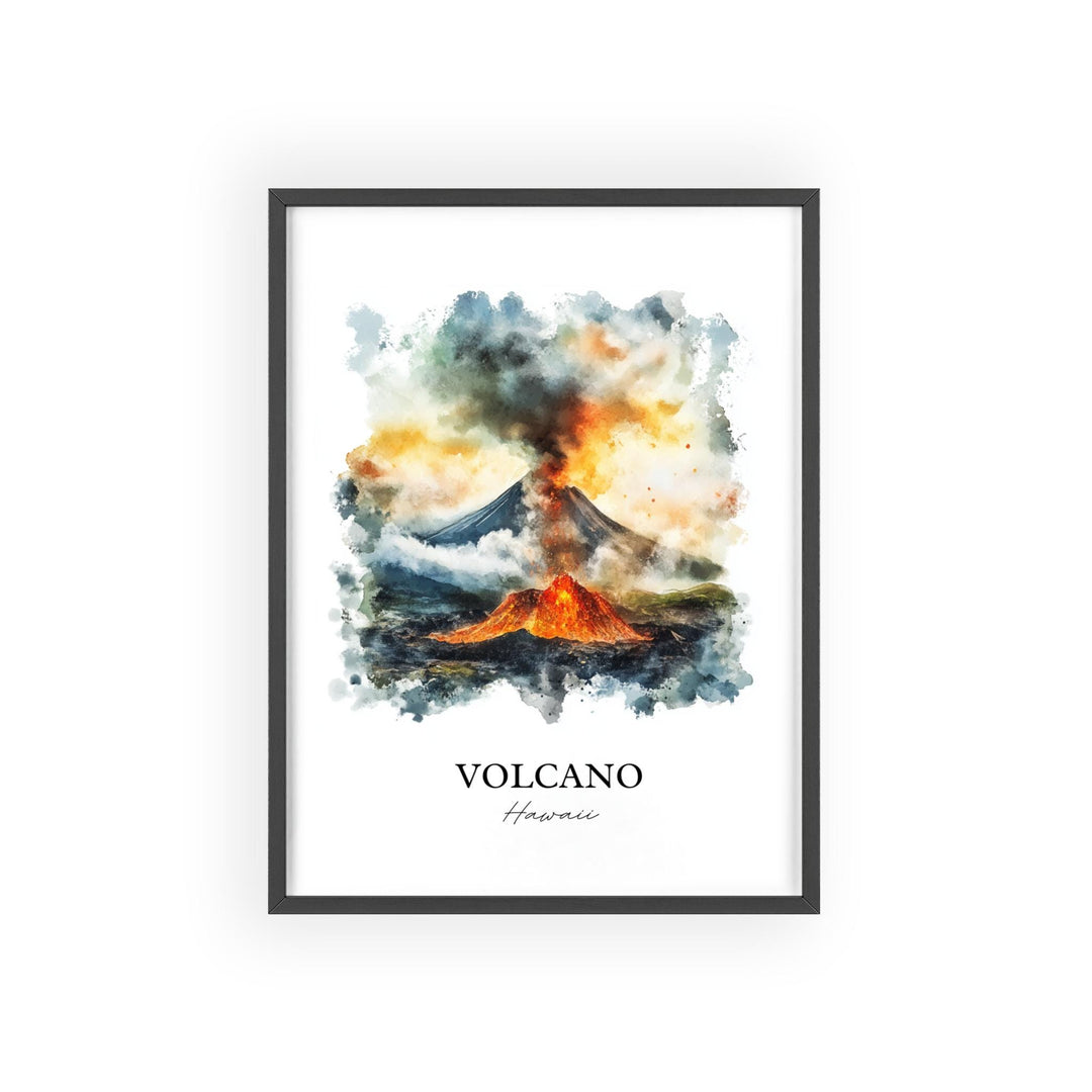 Volcano Village Hawaii Art, Hawaii County Print, Hawaii Watercolor Art, Volcano Hawaii Gift, Travel Print, Travel Poster, Housewarming Gift