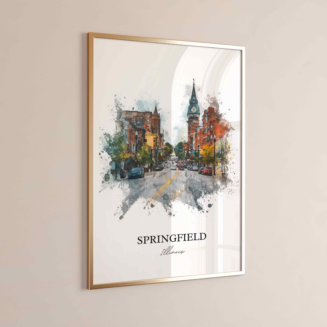 Springfield, Illinois – Watercolor Art Print