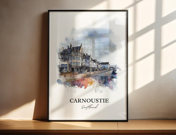 Carnoustie Wall Art, Scotland Print, Scotland Watercolor Art, Carnoustie Scotland Gift, Travel Print, Travel Poster, Housewarming Gift