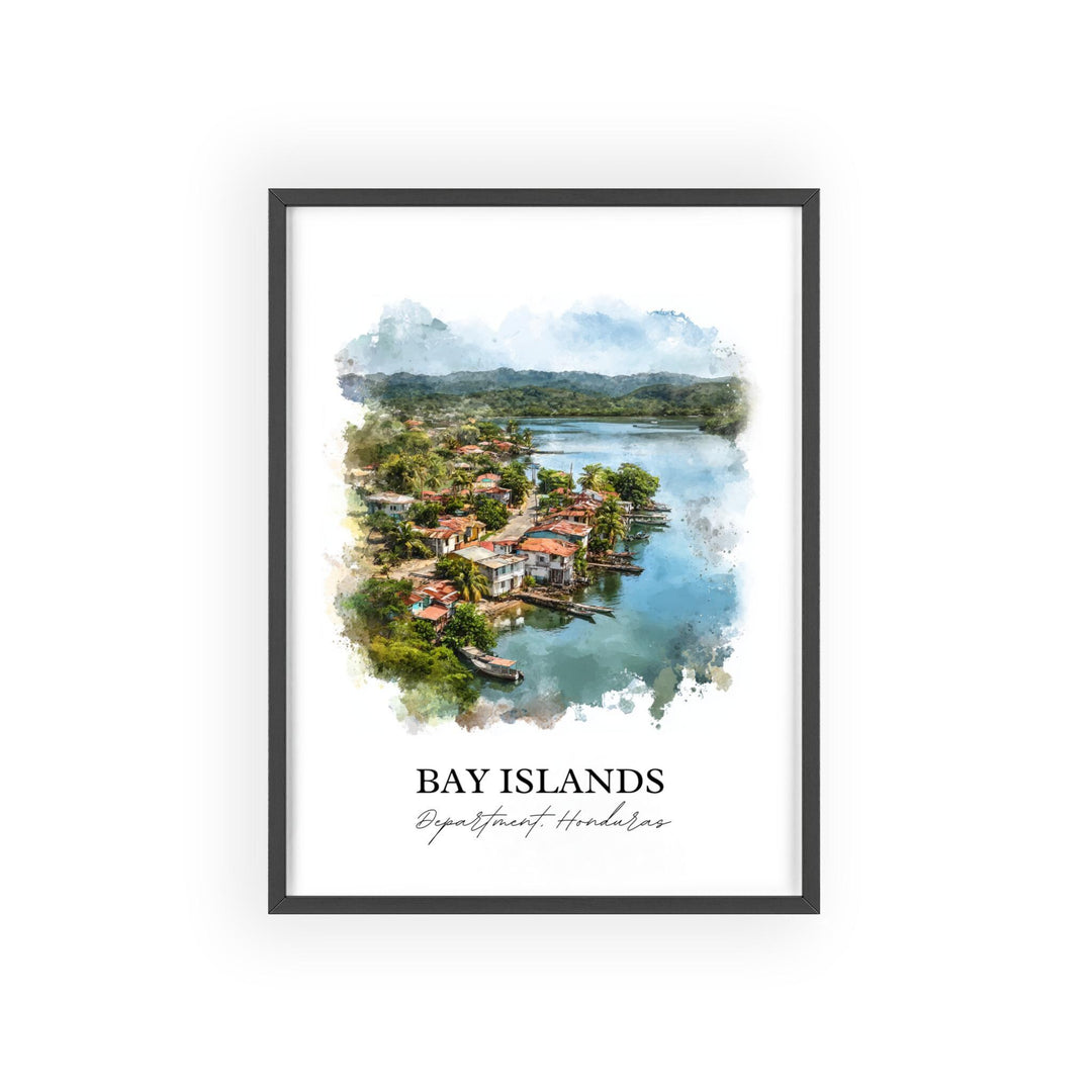 Bay Islands Honduras Wall Art, Bay Islands Print, Honduras Watercolor Art, Honduras Gift, Honduras Print, Travel Poster, Housewarming Gift