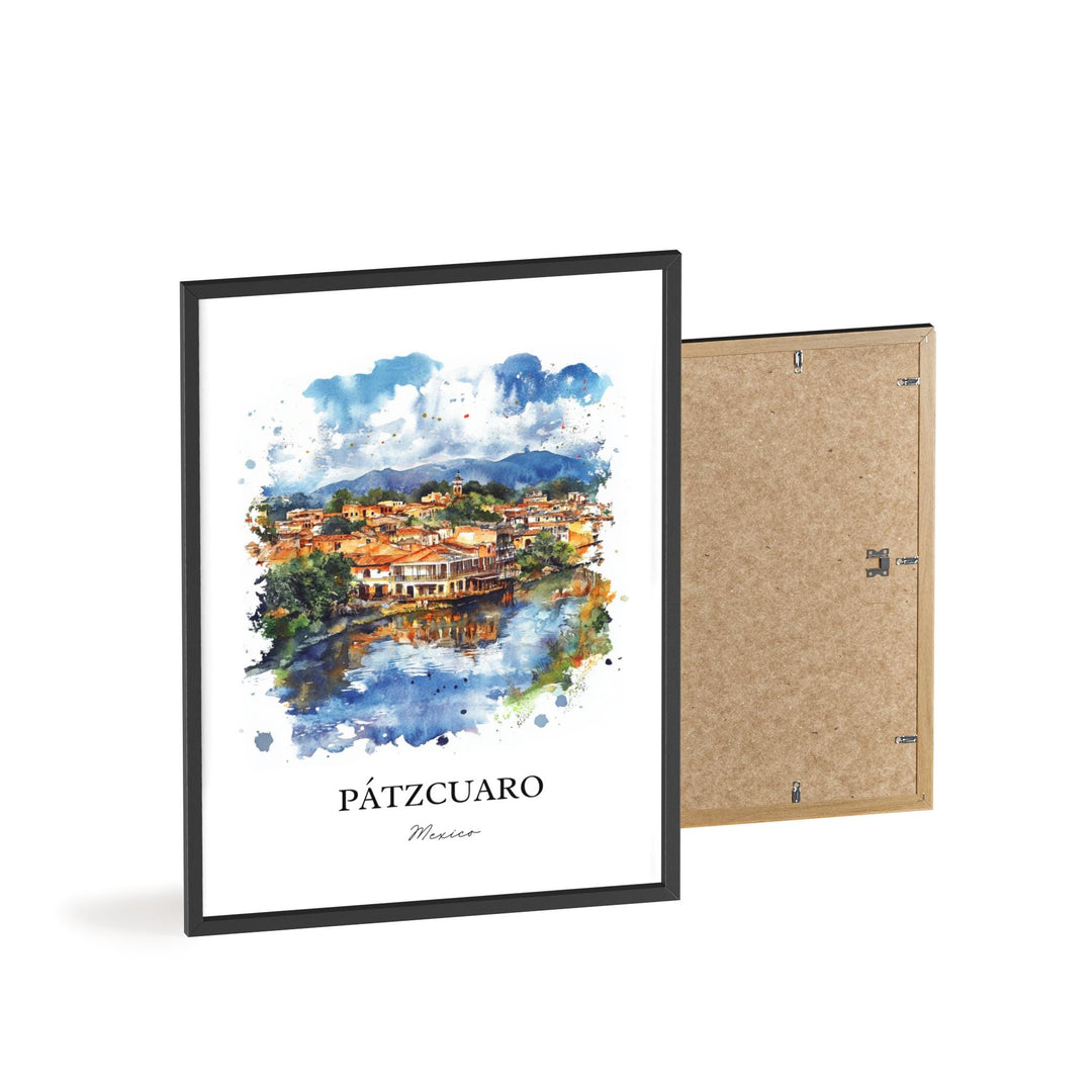 Pátzcuaro Wall Art, Michoacán MX Print, Mexico Watercolor Art, Pátzcuaro Gift, Travel Print, Travel Poster, Housewarming Gift