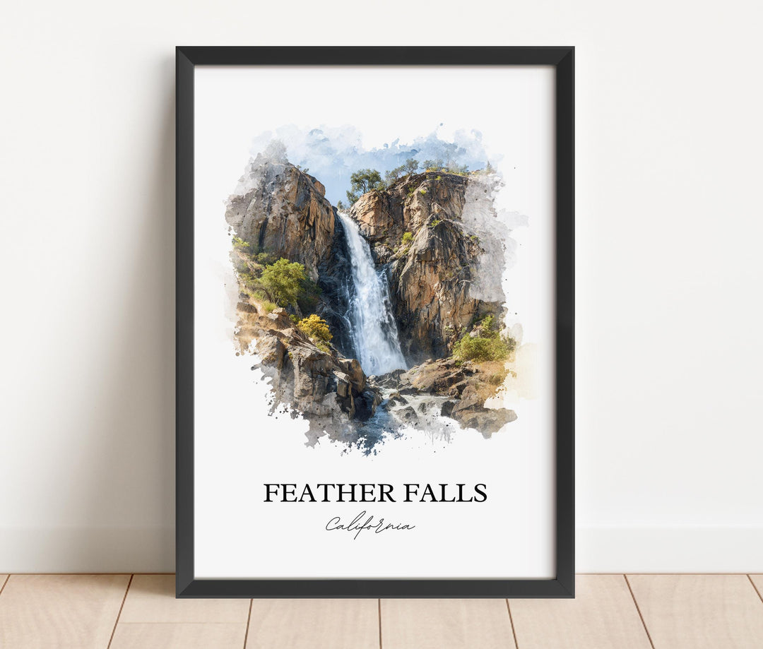 Feather Falls, California, USA – Watercolor Art Print