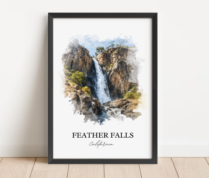 Feather Falls, California, USA – Watercolor Art Print