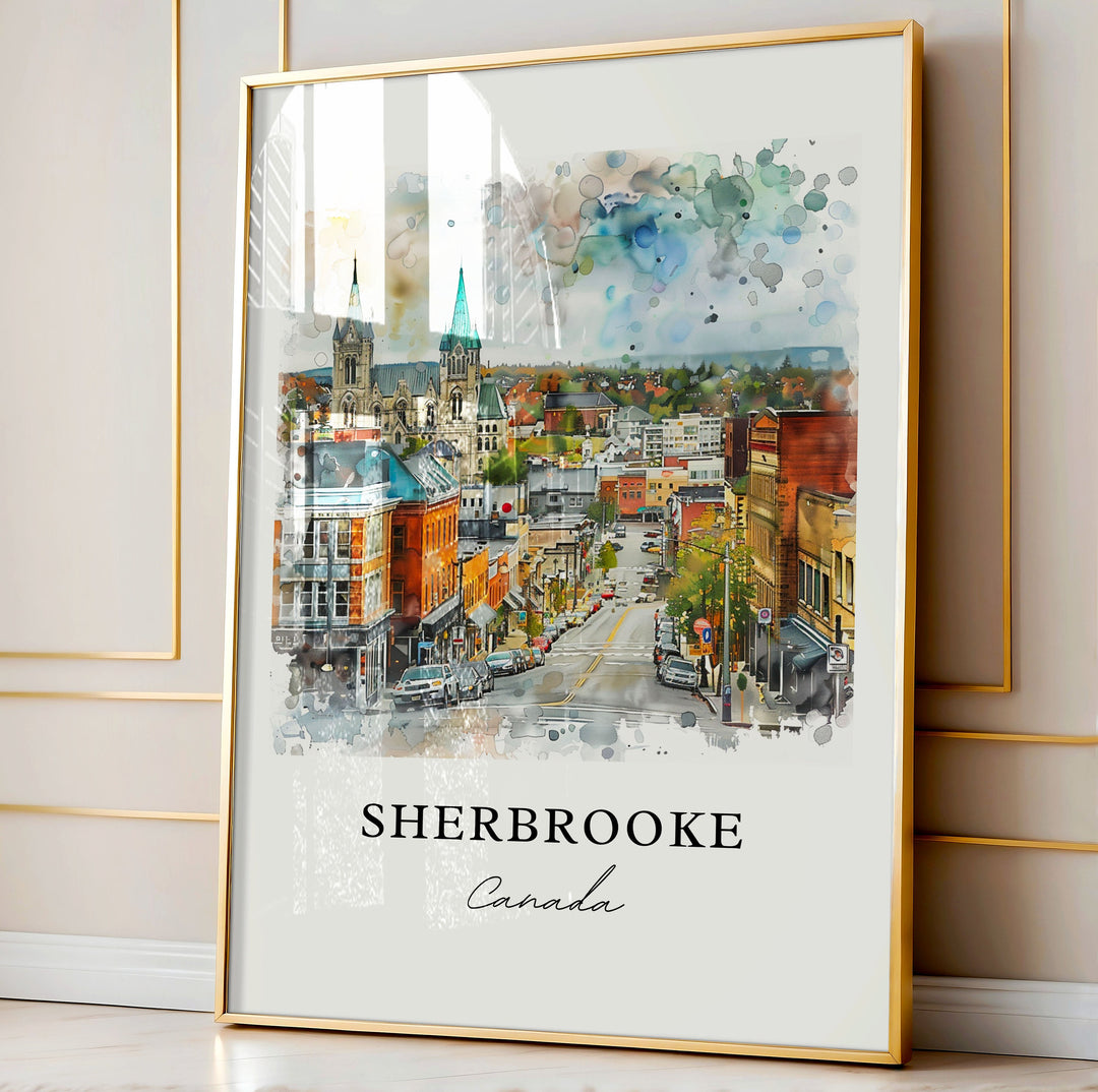 Sherbrooke Quebec Art, Sherbrooke Print, Sherbrooke Watercolor, Sherbrooke Quebec Gift, Travel Poster, Housewarming Gift