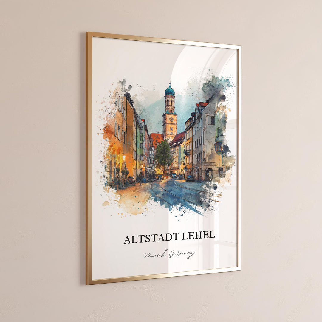 Altstadt Lehel Wall Art, Munich Print, Munich Watercolor Art, Munich Germany Gift, Altstadt Lehel Print, Travel Poster, Housewarming Gift