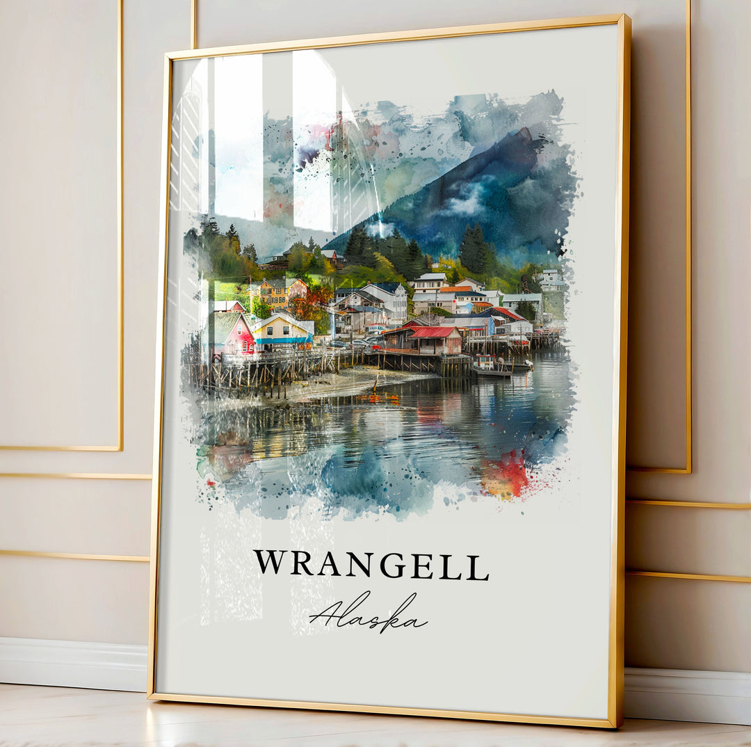 Wrangell Alaska Art, Wrangell AK Print, Wrangell Watercolor Art, Wrangell Alaska Gift,