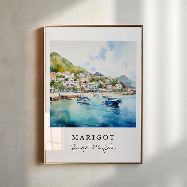 Marigot St Martin wall art - Saint Martin, Marigot poster, Marigot Bay Wedding gift, Birthday present, Custom Text, Personalized Gift