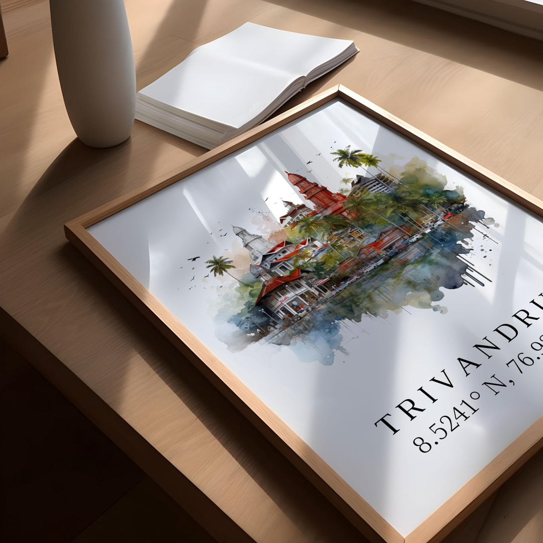 Trivandrum India wall art - India, Trivandrum poster, Trivandrum Wedding gift, Birthday present, Custom Text, Personalised Text