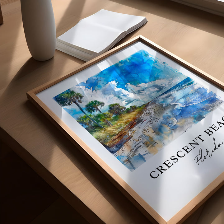 Crescent Beach Art, Crescent Beach FL Print, Crescent Beach Watercolor, Crescent Beach Gift,