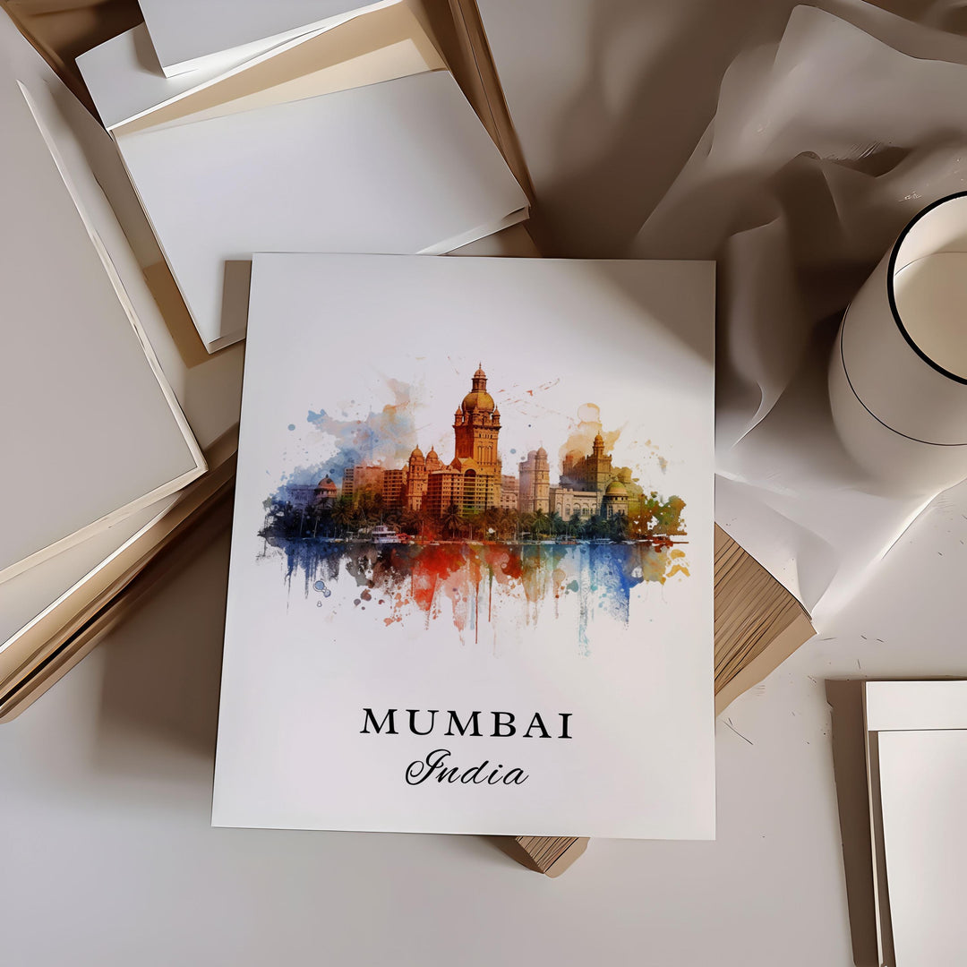 Mumbai India wall art - India, Mumbai poster, Mumbai India Wedding gift, Mumbai Birthday present, Custom Text, Personalised Gift