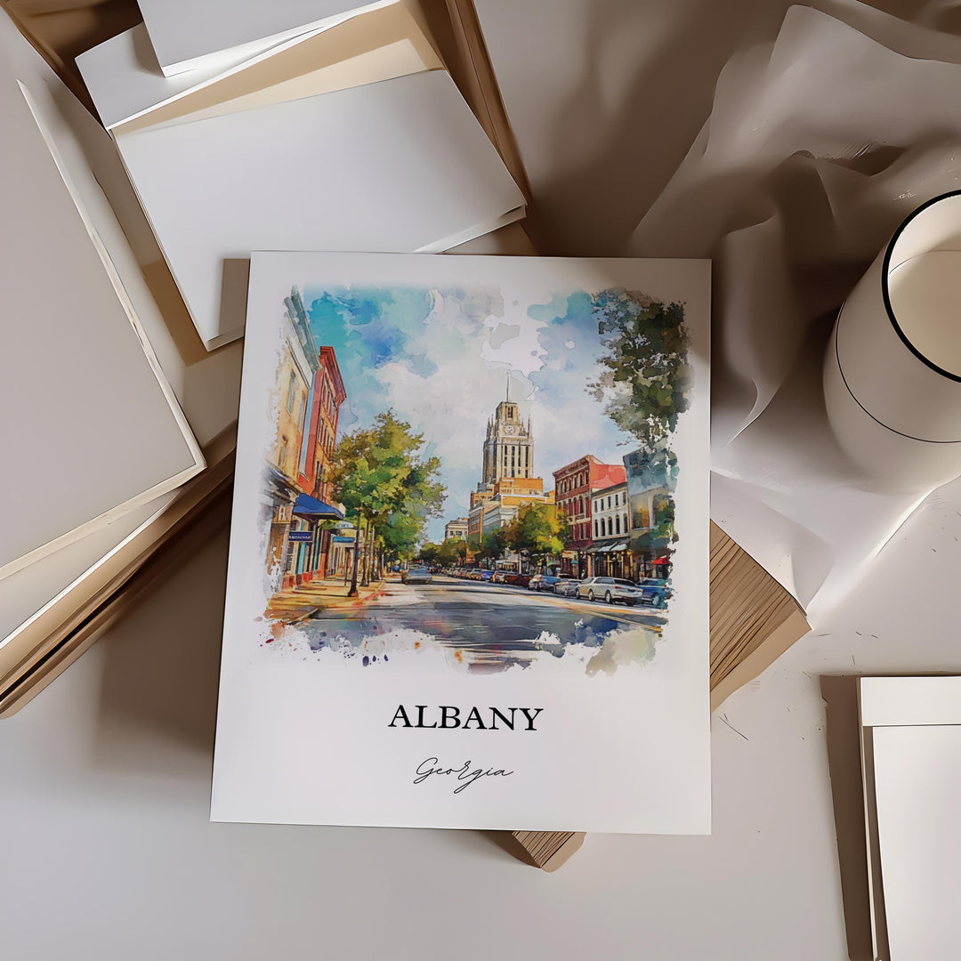 Albany, Georgia, USA – Watercolor Art Print