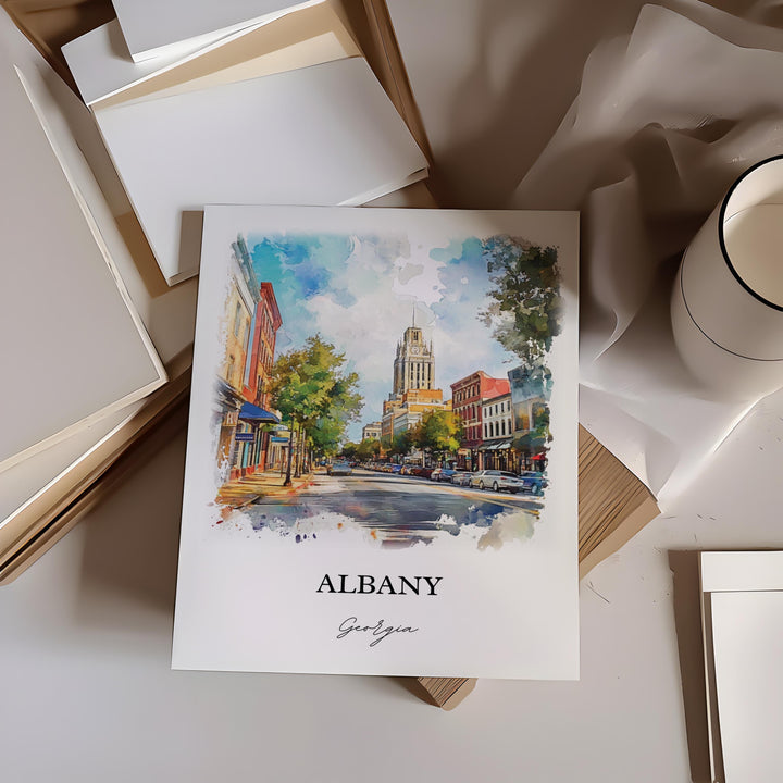 Albany, Georgia, USA – Watercolor Art Print