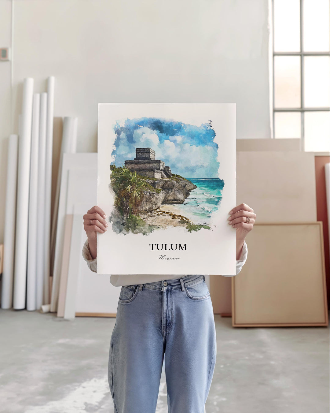 Tulum Wall Art, Tulum MX Print, Tulum Watercolor Art, Tulum Mexico Gift, Travel Print, Travel Poster, Housewarming Gift