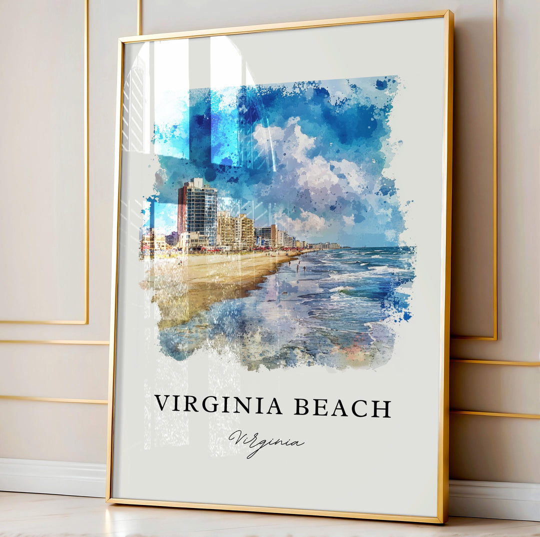 Virginia Beach Wall Art, Virginia Beach Print, VA Beach Watercolor Art, Virginia Beach Gift,