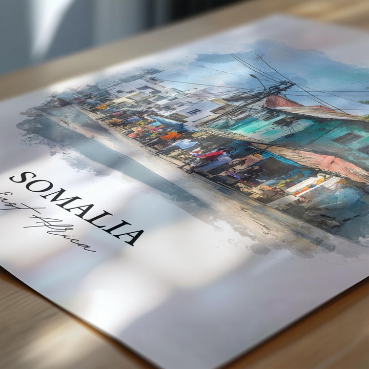 Somalia Wall Art, Somalia Print, Somalia Watercolor Art, Somalia Gift, Travel Print, Travel Poster, Housewarming Gift