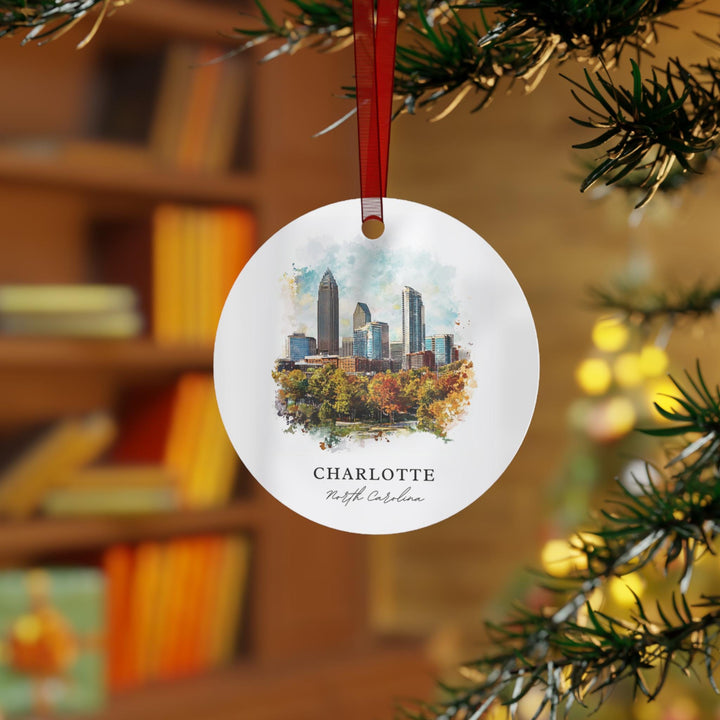 Charlotte NC Ornament: Unique Charlotte Souvenir, Charlotte Xmas Decor, and Authentic Charlotte Skyline Gift (1pc, 3pcs, 5pcs, 10pcs)