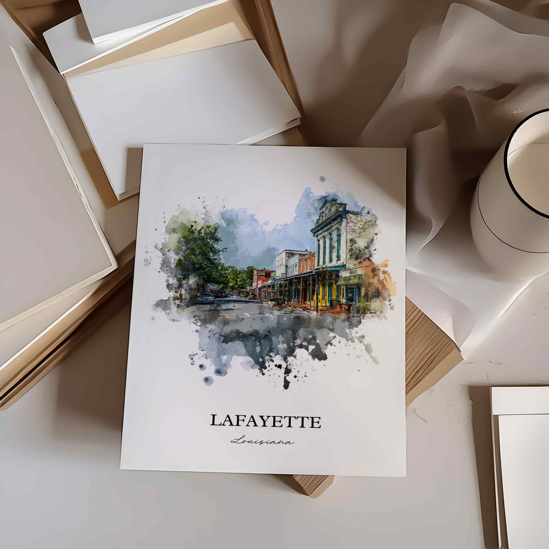 Lafayette, Louisiana – Watercolor Art Print