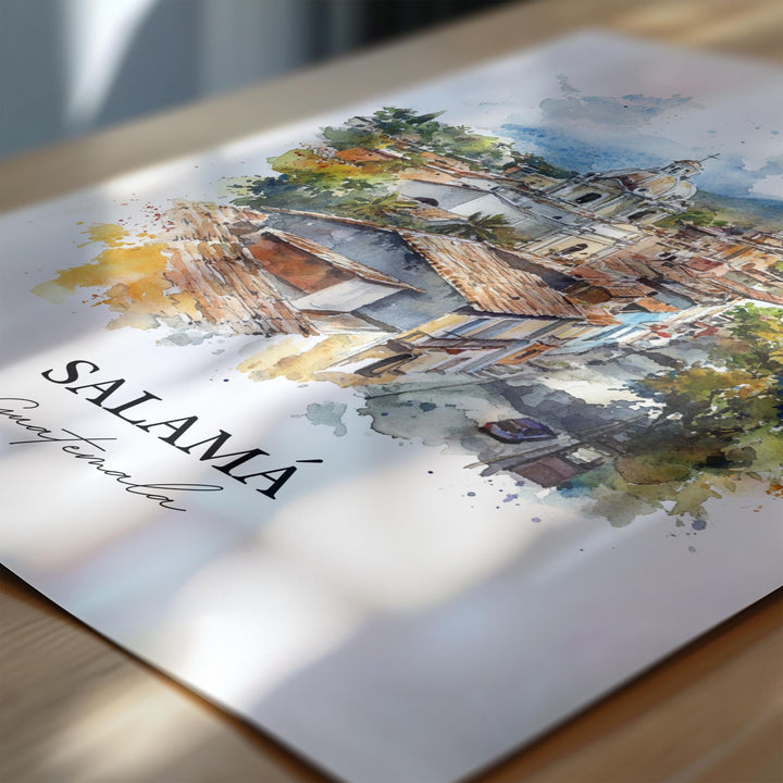 Salamá Wall Art, Baja Verapaz Print, Guatemala Watercolor Art, Salamá Guatemala Gift, Travel Print, Travel Poster, Housewarming Gift