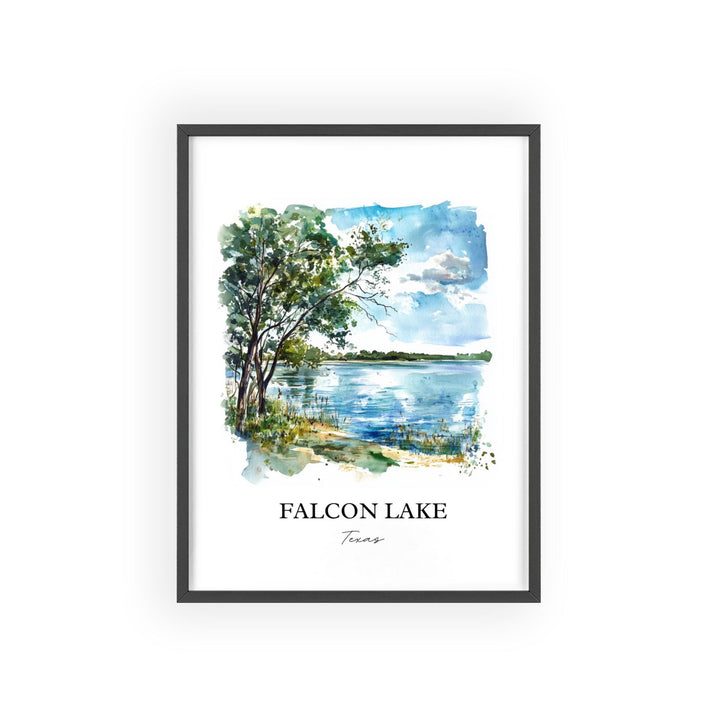 Falcon Lake Wall Art, Rio Grand River Print, Texas Watercolor Art, Falcon Lake TX Gift, Travel Print, Travel Poster, Housewarming Gift
