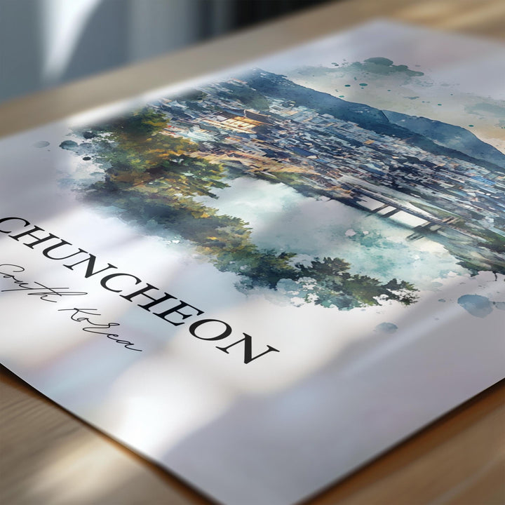 Chuncheon Wall Art, Gangwon Province Print, South Korea Watercolor Art, Chuncheon Gift, Travel Print, Travel Poster, Housewarming Gift