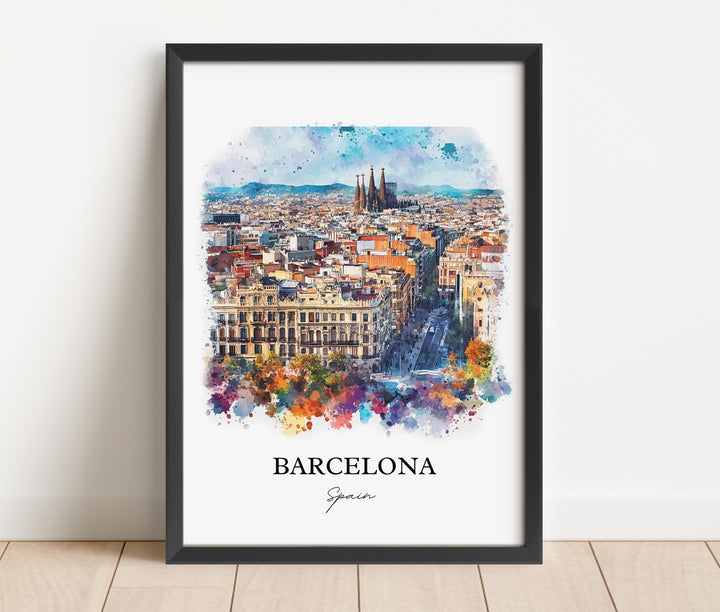 Barcelona Spain Wall Art, Barcelona Print, Spain Watercolor Art, Barcelona Spain Gift, Travel Print, Travel Poster, Housewarming Gift