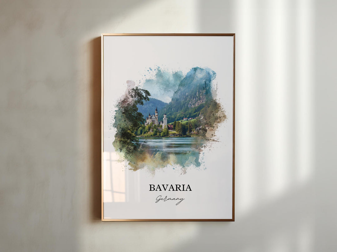 Bavaria Wall Art, Bavaria Print, Bavaria Germany Watercolor Art, Germany Gift, Germany Travel Print, Travel Poster, Housewarming Gift