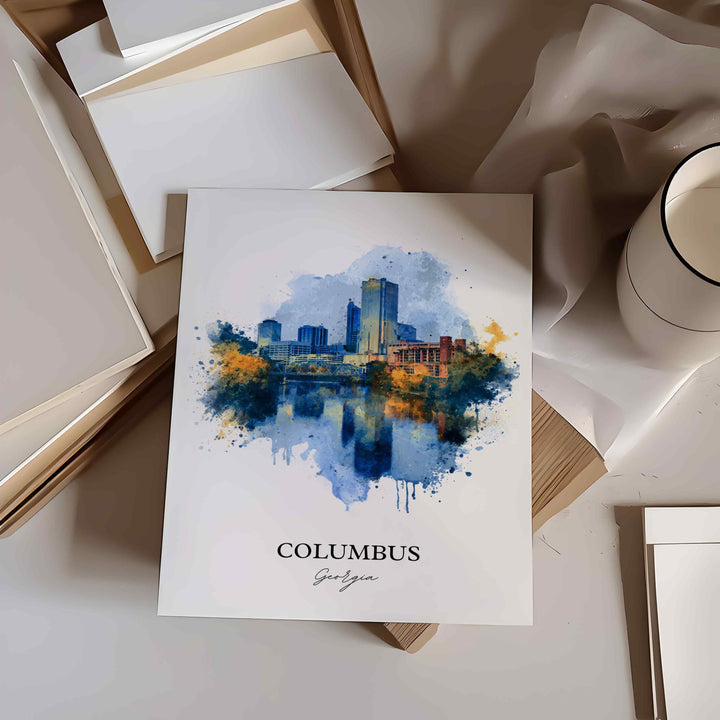 Columbus, Georgia – Watercolor Art Print