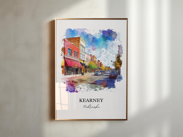 Kearney Nebraska Wall Art, Buffalo County NE Print, Nebraska Watercolor Art, Kearney Gift, Travel Print, Travel Poster, Housewarming Gift