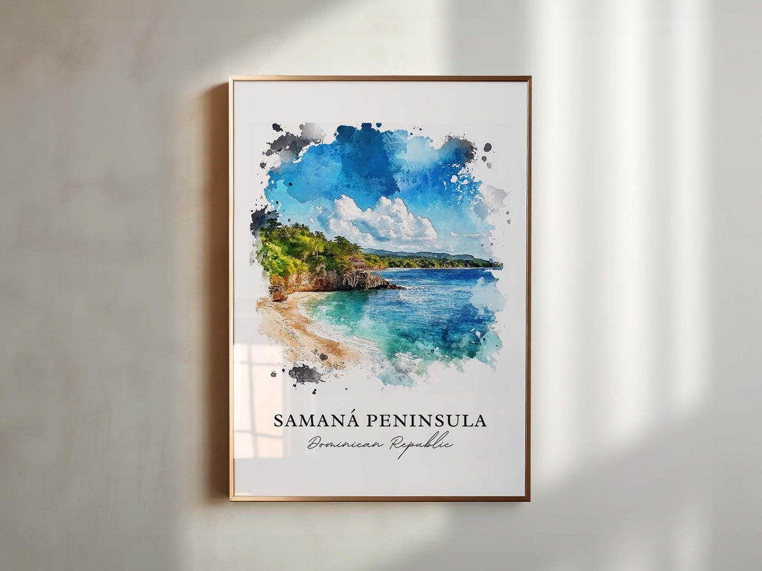 Samana DR Wall Art, Samana Peninsula Print, Dominican Republic Watercolor Art, Samana Gift,