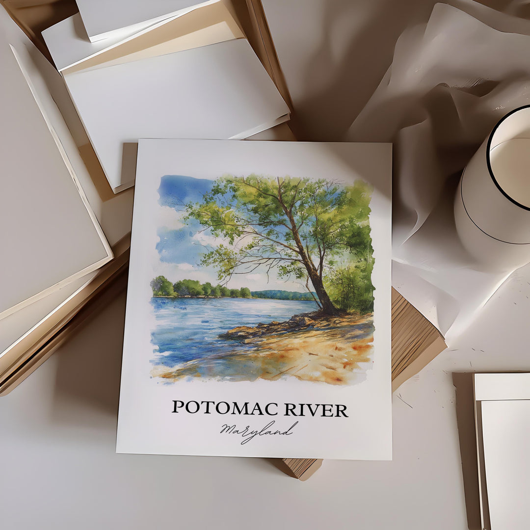 Potomac River Wall Art, Potomac MD Print, Maryland Watercolor Art, Potomac River Gift, Travel Print, Travel Poster, Housewarming Gift
