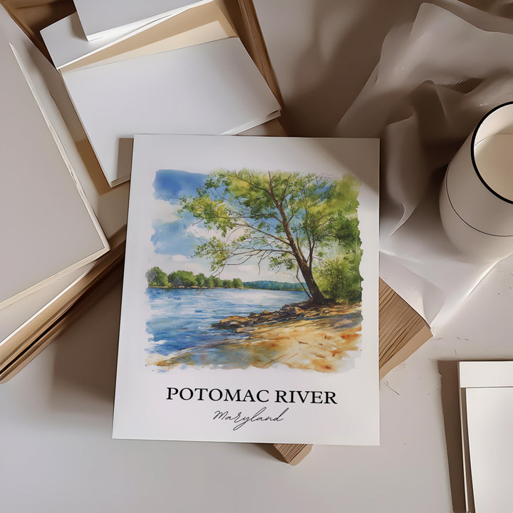 Potomac River Wall Art, Potomac MD Print, Maryland Watercolor Art, Potomac River Gift, Travel Print, Travel Poster, Housewarming Gift