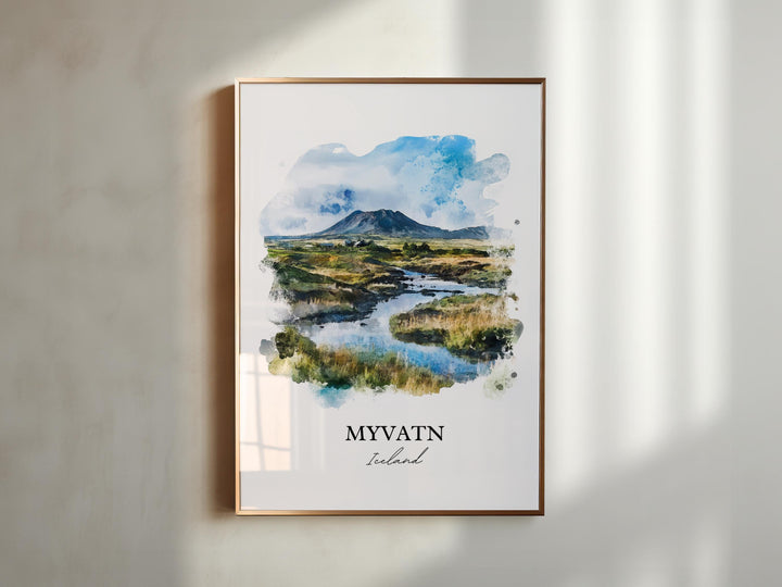 Myvatn Wall Art, Mývatn Baths Print, Iceland Watercolor Art, Myvatn Gift, Travel Print, Travel Poster, Housewarming Gift