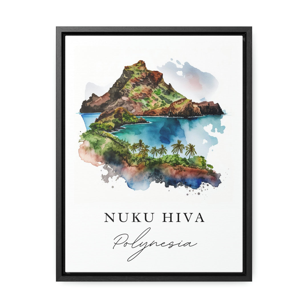 Nuku Hiva traditional travel art - Polynesia, Nuku Hiva poster, Wedding gift, Birthday present, Custom Text, Personalised Gift