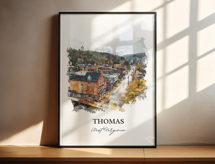 Thomas WV Wall Art, Tucker County WV Print, West Virginia Watercolor Art, Thomas WV Gift, Travel Print, Travel Poster, Housewarming Gift
