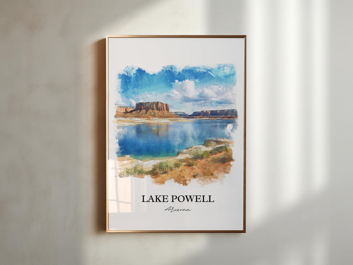 Lake Powell Wall Art, Glen Canyon AZ Print, Arizona Watercolor Art, Lake Powell AZ Gift, Travel Print, Travel Poster, Housewarming Gift