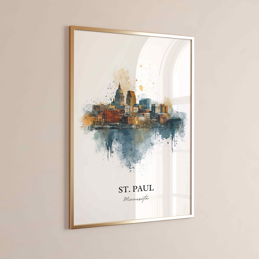 St. Paul MN Wall Art, St Paul Print, Minnesota Watercolor Art, Twin Cities Gift, Travel Print, Travel Poster, Housewarming Gift