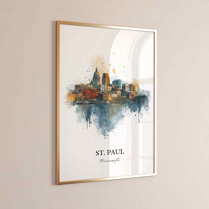 St. Paul MN Wall Art, St Paul Print, Minnesota Watercolor Art, Twin Cities Gift, Travel Print, Travel Poster, Housewarming Gift
