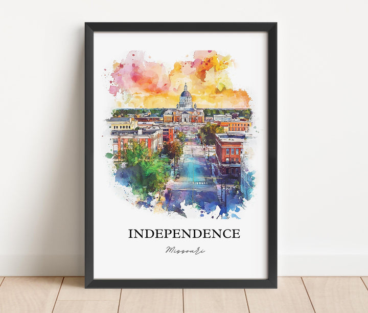 Independence MO Wall Art, Jackson MO Print, Missouri Watercolor, Independence Missouri Gift, Travel Print, Travel Poster, Housewarming Gift
