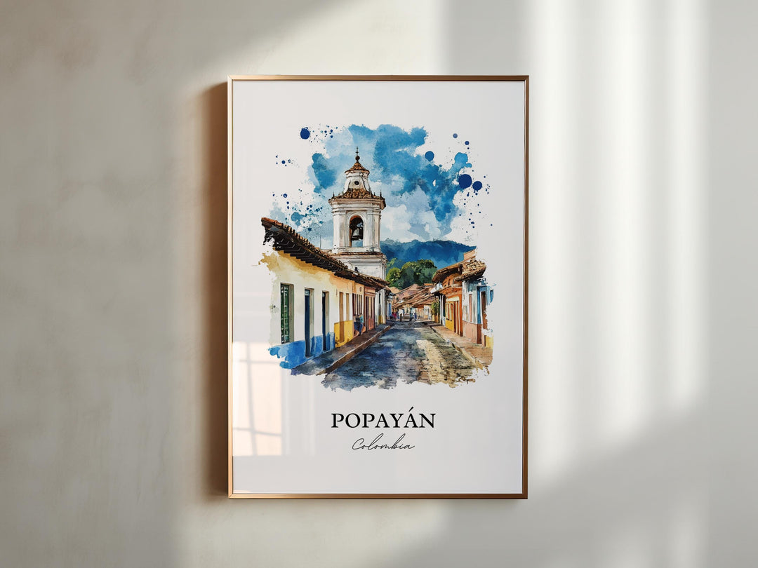 Popayán Wall Art, Bogotá Print, Colombia Watercolor Art, Popayán Colombia Gift, Travel Print, Travel Poster, Housewarming Gift