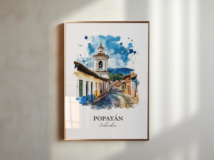 Popayán Wall Art, Bogotá Print, Colombia Watercolor Art, Popayán Colombia Gift, Travel Print, Travel Poster, Housewarming Gift