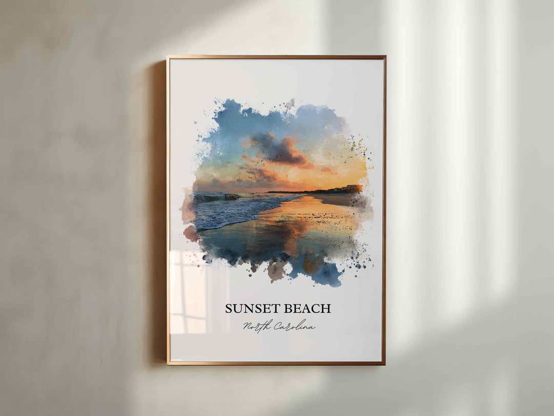 Sunset Beach, North Carolina – Watercolor Art Print