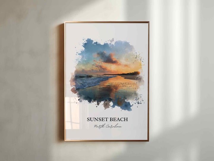 Sunset Beach, North Carolina – Watercolor Art Print